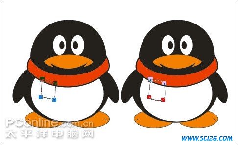 Coreldraw教程：绘制可爱的情侣QQ企鹅