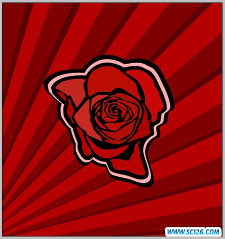 Photoshop绘制一朵具有怀旧矢量风格的红玫瑰