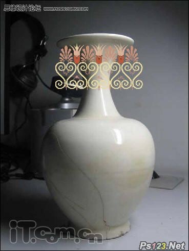 ps为陶瓷花瓶添加精美的图案