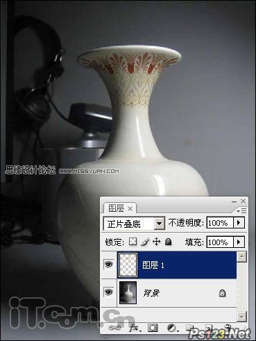 ps为陶瓷花瓶添加精美的图案