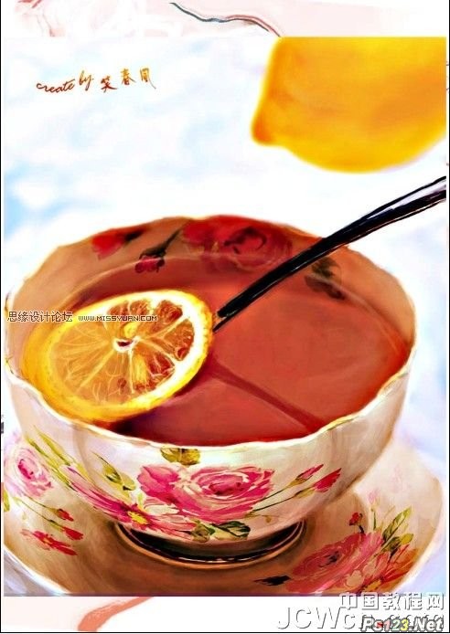 ps制作水彩效果的柠檬茶