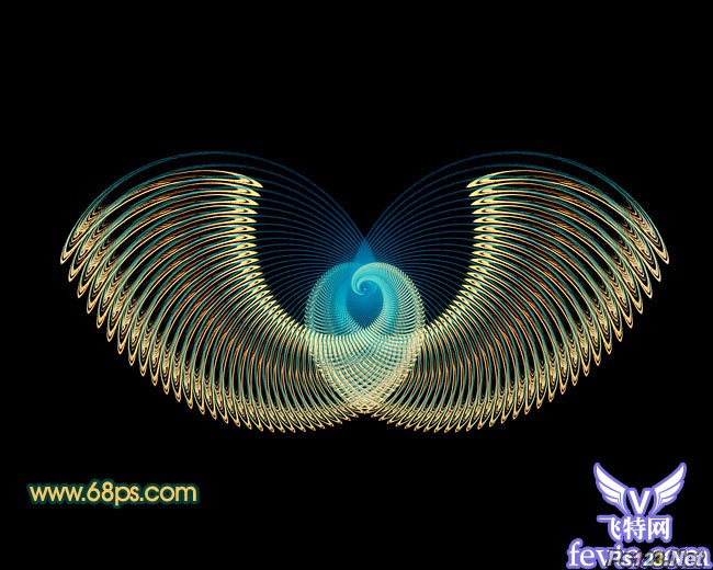 Photoshop滤镜制作的抽象光束翅膀 飞特网