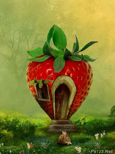 PS合成非常可爱的红色草莓小居