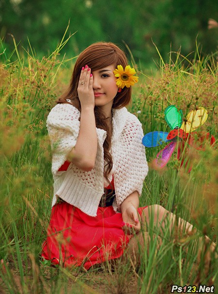 photoshop cs6 打造草原少女清新的淡绿色调