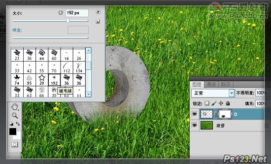 PS CS5制作草地上的石雕文字 飞特网 PS文字效果教程
