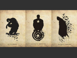 6大超级英雄的黑白轮廓