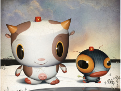 扁平可爱创意绘画动物形象海报设计《疯狂的小动物》