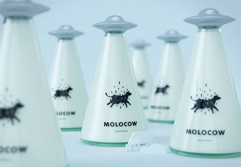 UFO造型的Molocow牛奶包装设计